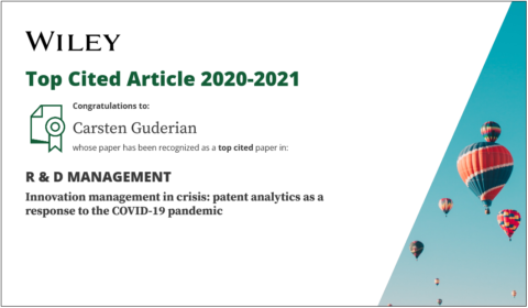 Zum Artikel "Veröffentlichung des Lehrstuhls als „Top Cited“ vom R&D Management Journal ausgezeichnet"