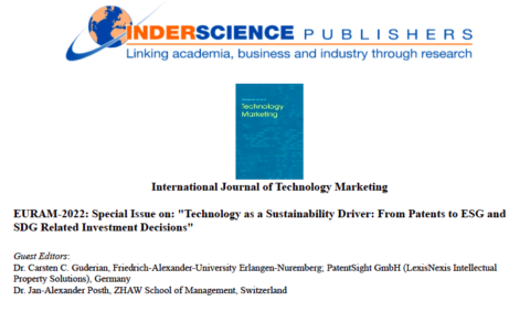 Zum Artikel "Call for Paper zum Thema “Technology as a Sustainability Driver: From Patents to ESG and SDG Related Investment Decisions”"