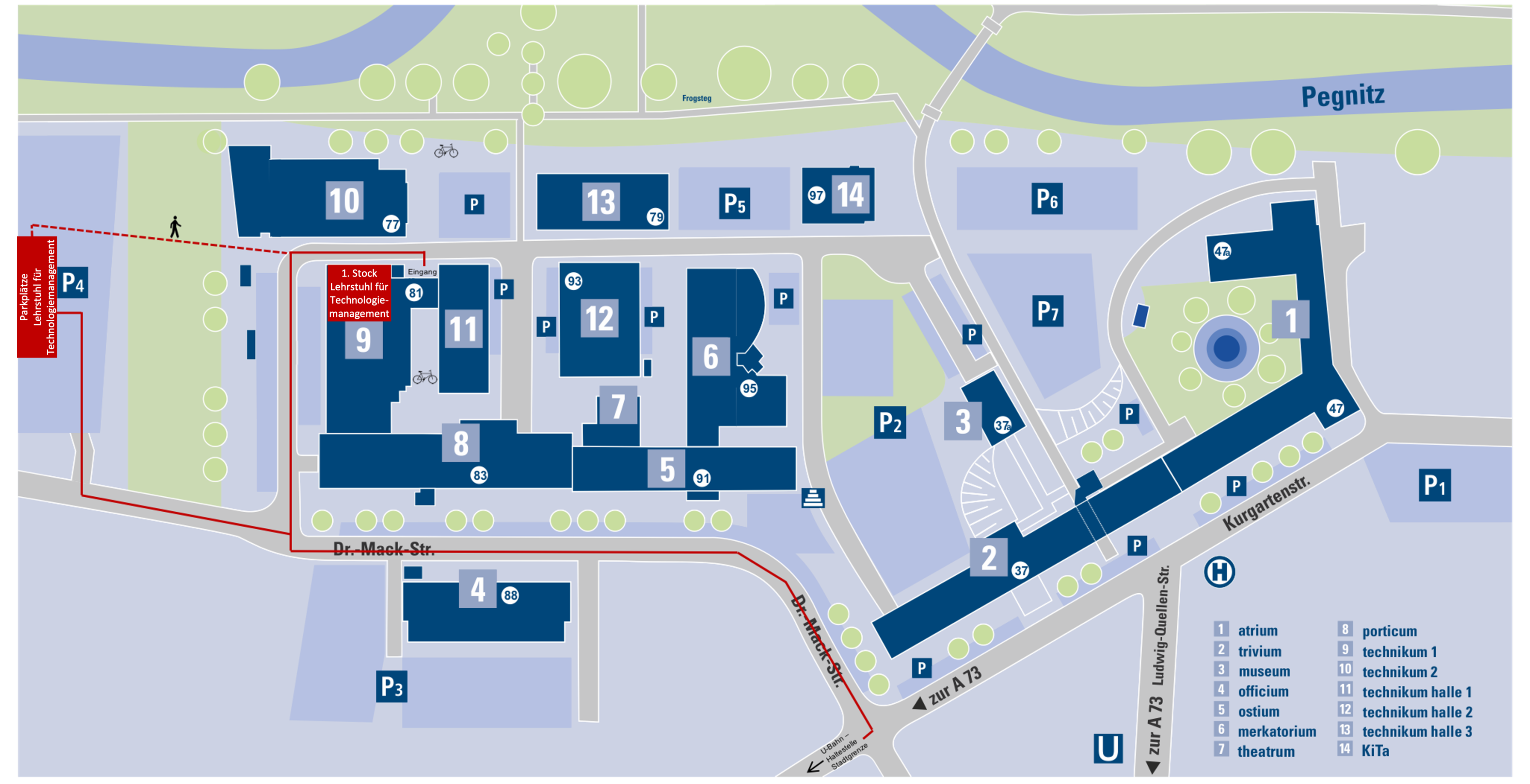 Anfahrts- und Lageplan zur Uferstadt